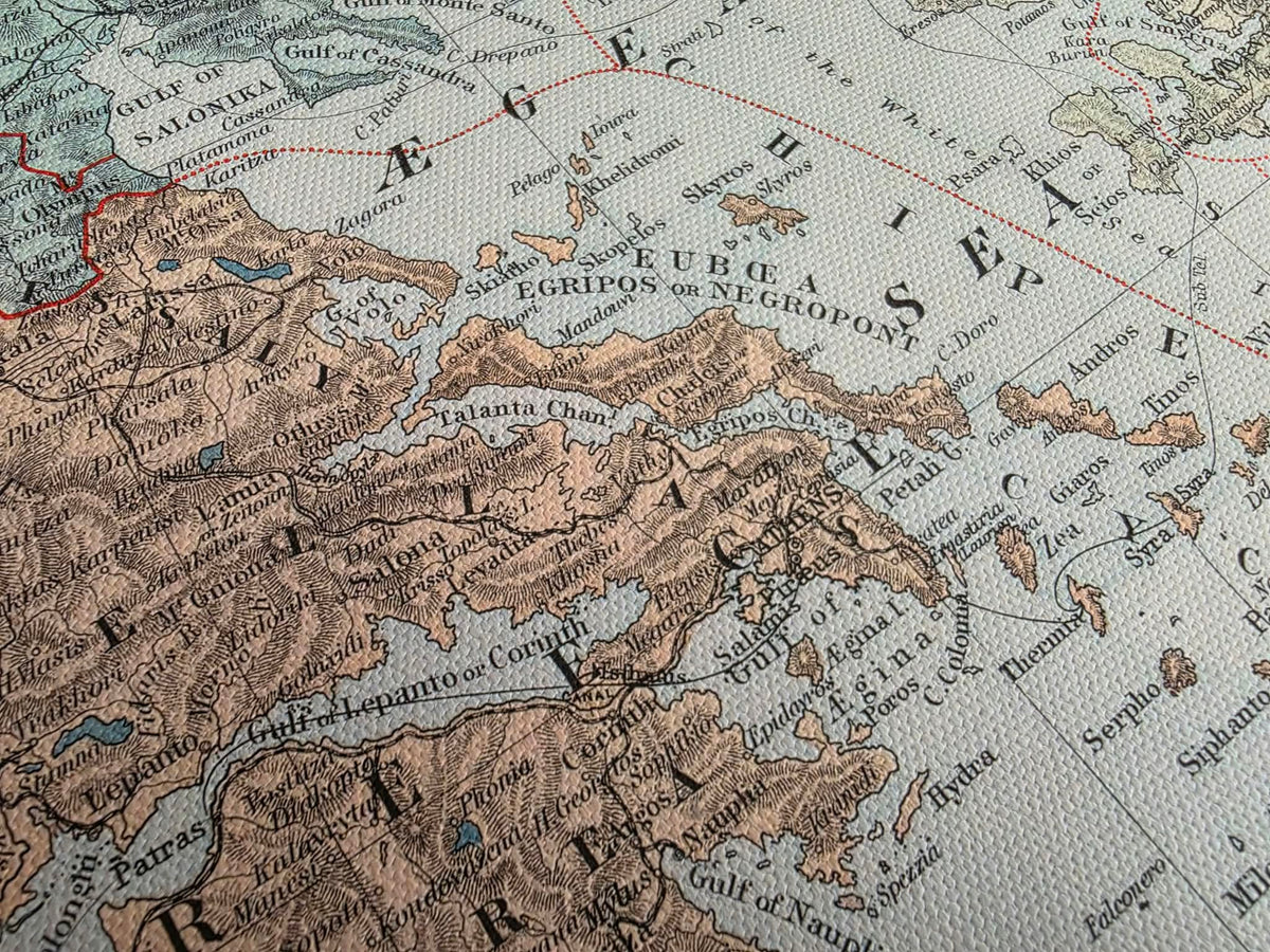 Península balcánica de 1904 - Estados y provincias - Póster de mapa histórico de Edward Stanford