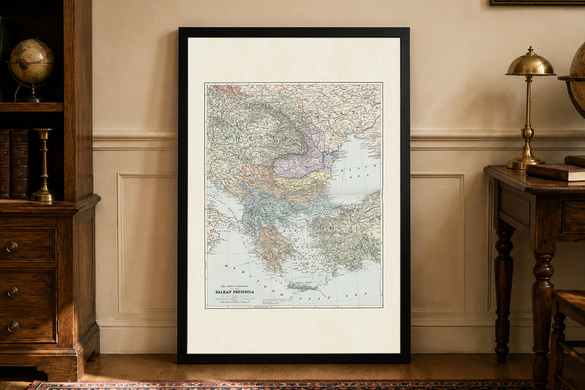 Półwysep Bałkański 1904 - Państwa i Prowincje - Edward Stanford – Plakat z Mapą