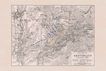 Battle of Austerlitz Map Poster (1805) - Napoleon’s Greatest Victory Military Wall Art