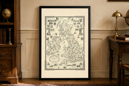 Wyspy Brytyjskie 1935 - Ernest Dudley Chase - Ilustrowany Plakat z Mapą