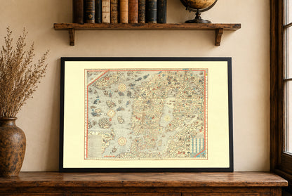 Carta Marina 1539 - Olaus Magnus - Skandynawia i Potwory Morskie - Historyczny Plakat z Mapą