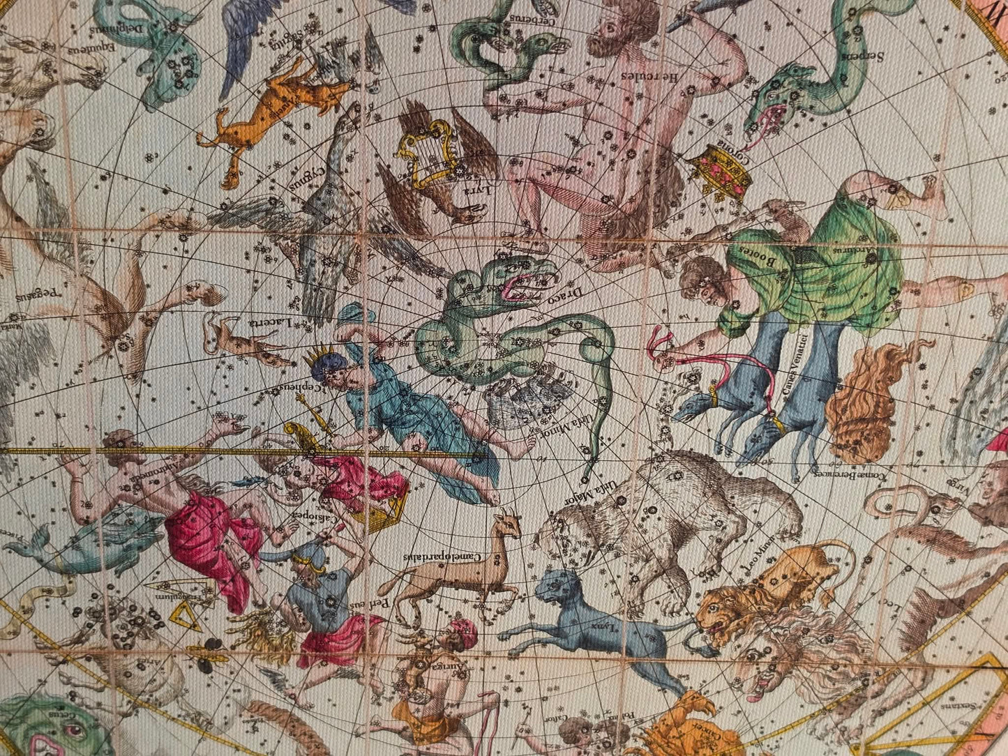 Plakat z Mapą Gwiazdozbiorów Nieba (1820) – Vintage Mapa Nieba Półkuli Północnej i Południowej