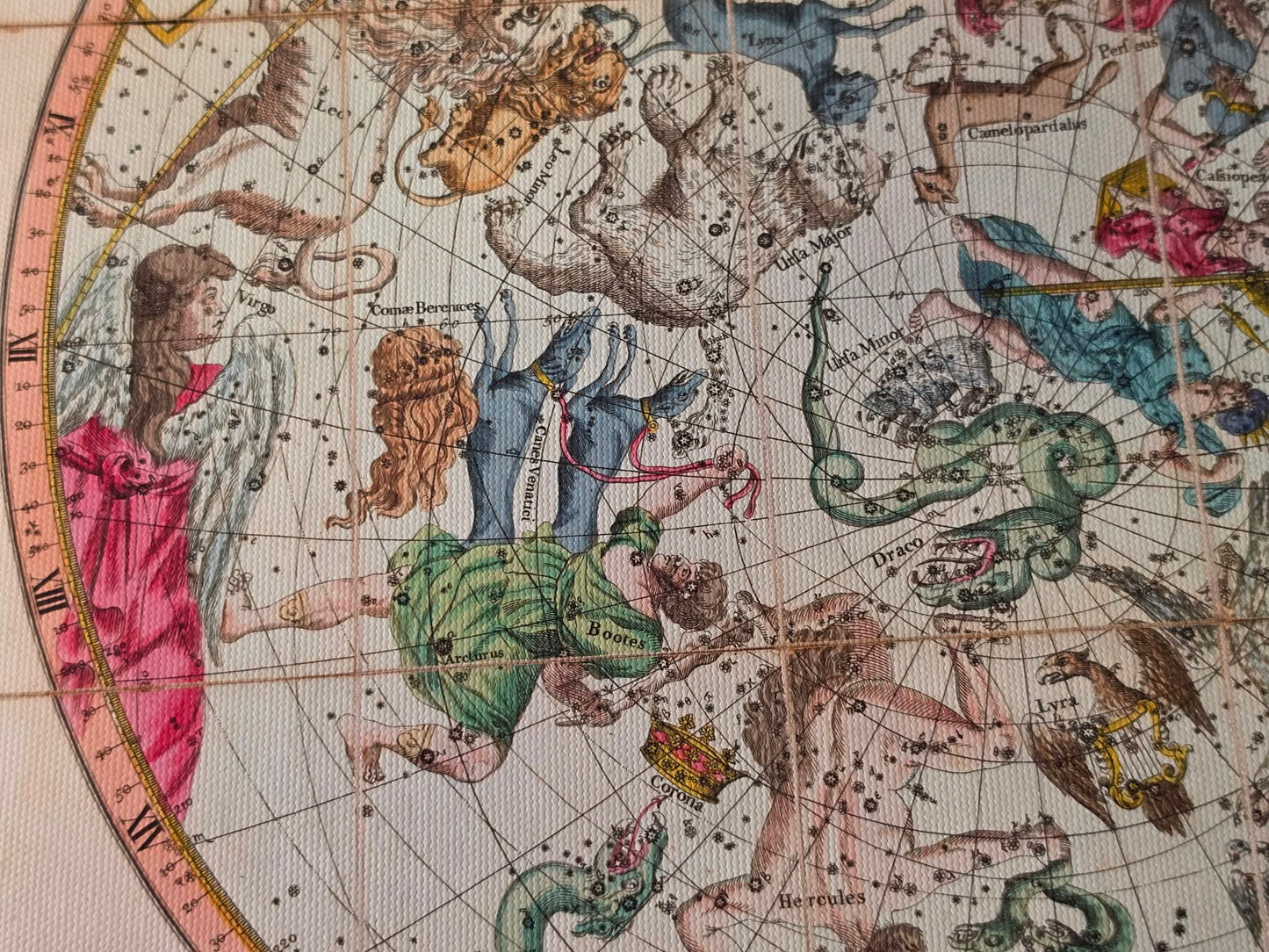 Plakat z Mapą Gwiazdozbiorów Nieba (1820) – Vintage Mapa Nieba Półkuli Północnej i Południowej