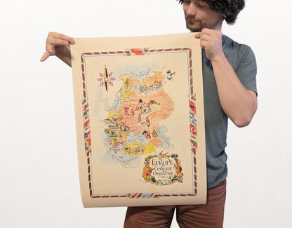 Central & Eastern Europe Illustrated Map - Vintage Pictorial Map with Cities and Wildlife