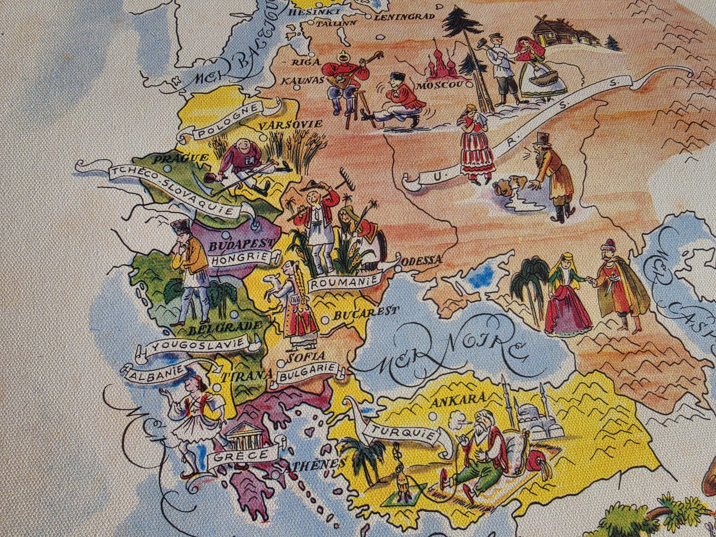 Central & Eastern Europe Illustrated Map - Vintage Pictorial Map with Cities and Wildlife
