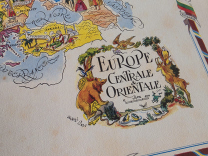 Central & Eastern Europe Illustrated Map - Vintage Pictorial Map with Cities and Wildlife