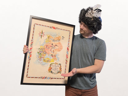 Central & Eastern Europe Illustrated Map - Vintage Pictorial Map with Cities and Wildlife