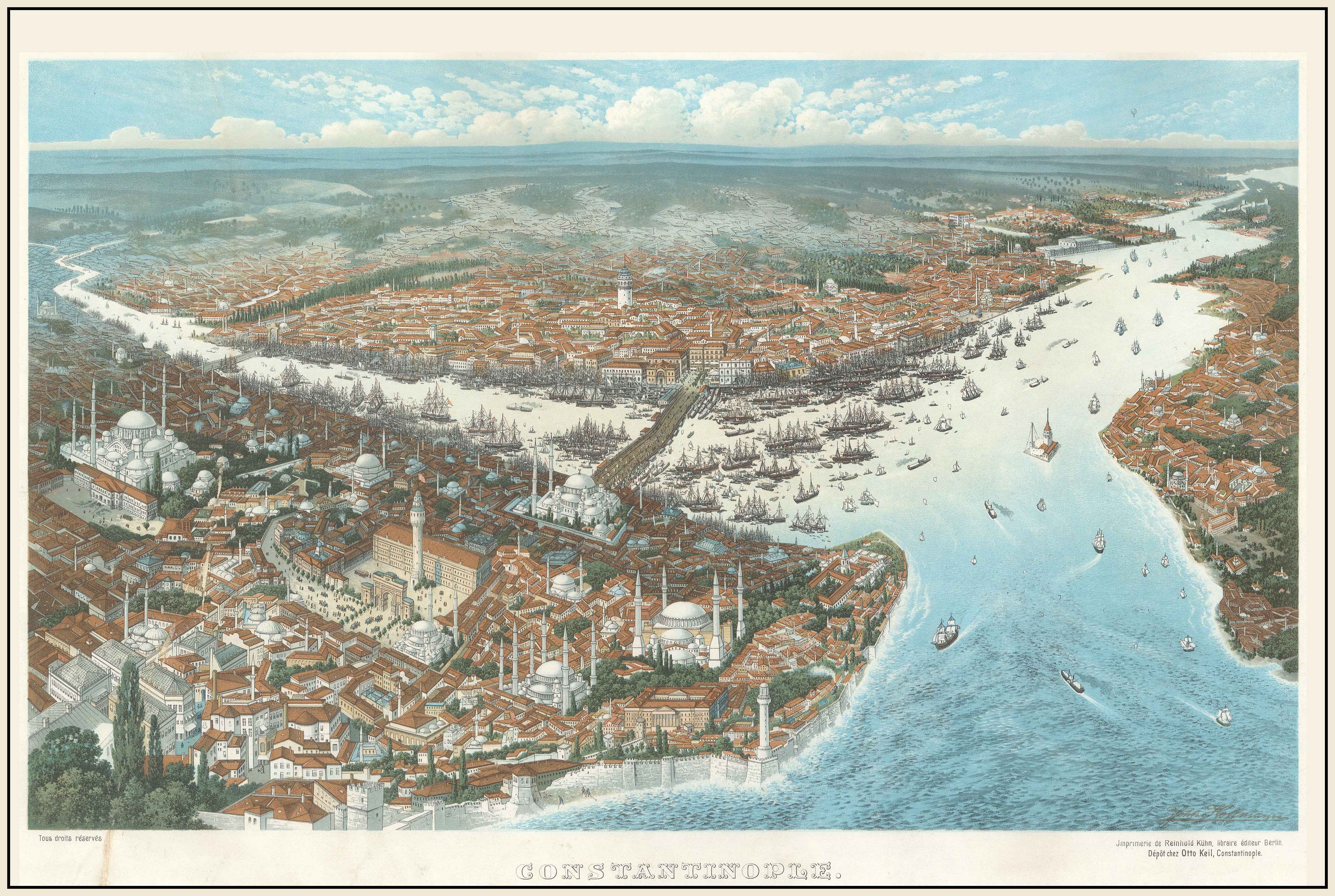 Constantinople 1896 - Vintage Painting of the Ottoman Capital - Strategy Maps
