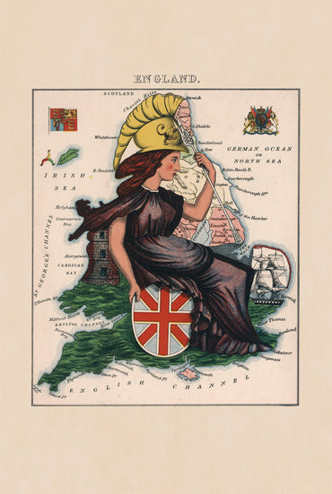 Anglia 1868 - Lilian Lancaster - Britannia - Satyryczna Ilustrowana Mapa – Plakat