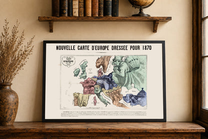 Europe 1870 - Satirical Cartoon Map of the Franco-Prussian War