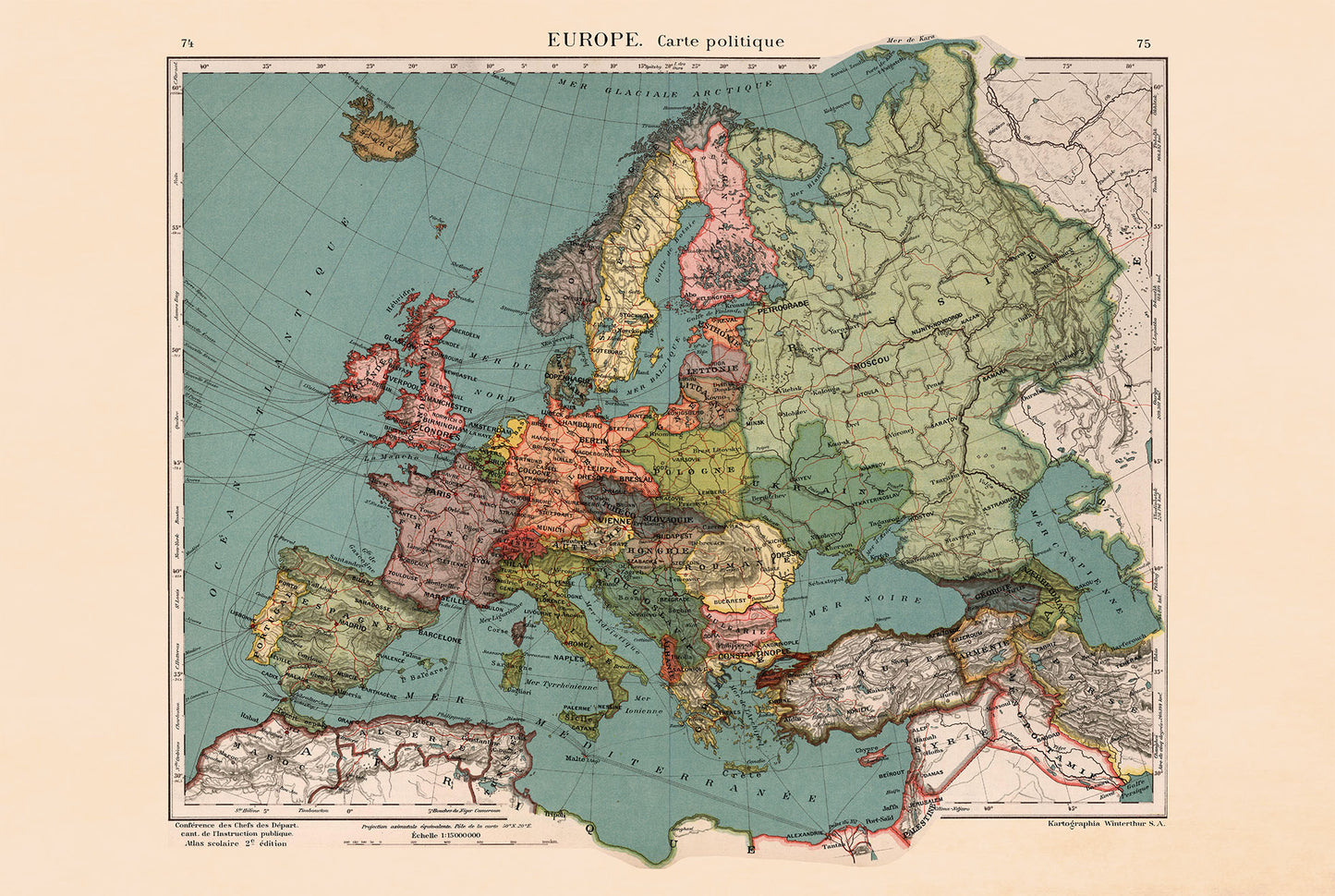 Europa 1921 - Mapa historyczna z okresu po I wojnie światowej