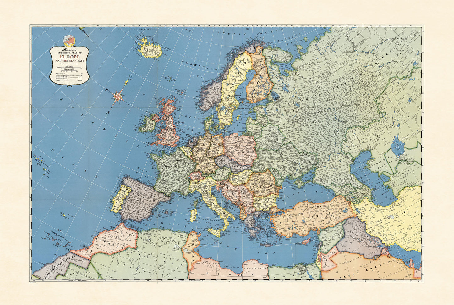 Europa 1957 - Mapa histórico de la Europa de la Guerra Fría