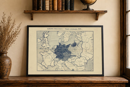 Europa Walcząca 1939 - II Wojna Światowa - Antoni Gołębniak - Historyczny Plakat z Mapą