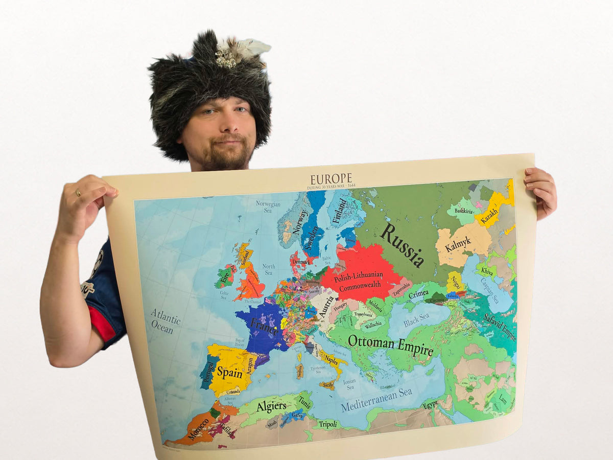 Europe en 1644 - Affiche Carte Guerre de Trente Ans