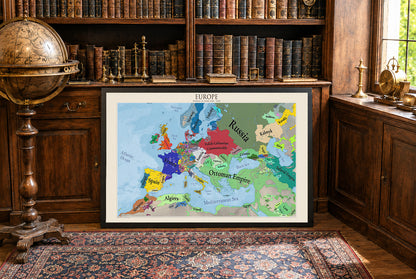Europe en 1644 - Affiche Carte Guerre de Trente Ans