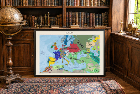 Europa w 1644 - Plakat z Mapą Wojny Trzydziestoletniej