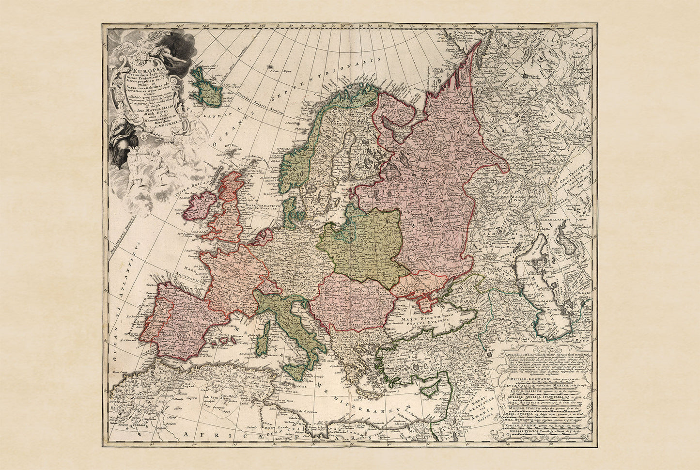 Europa w 1743 roku – Historyczna mapa ścienna z czasów wojny o sukcesję austriacką