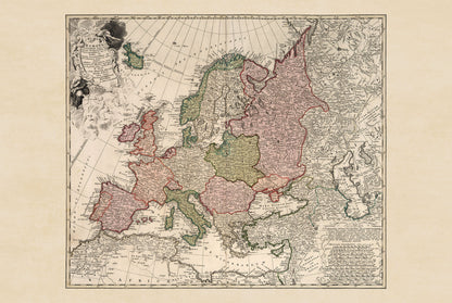 Europa w 1743 roku – Historyczna mapa ścienna z czasów wojny o sukcesję austriacką