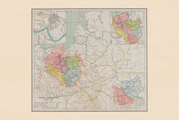 Pologne Morcelée vers 1250 – Duchés Piast – Władysław Semkowicz 1932 – Affiche Carte Historique
