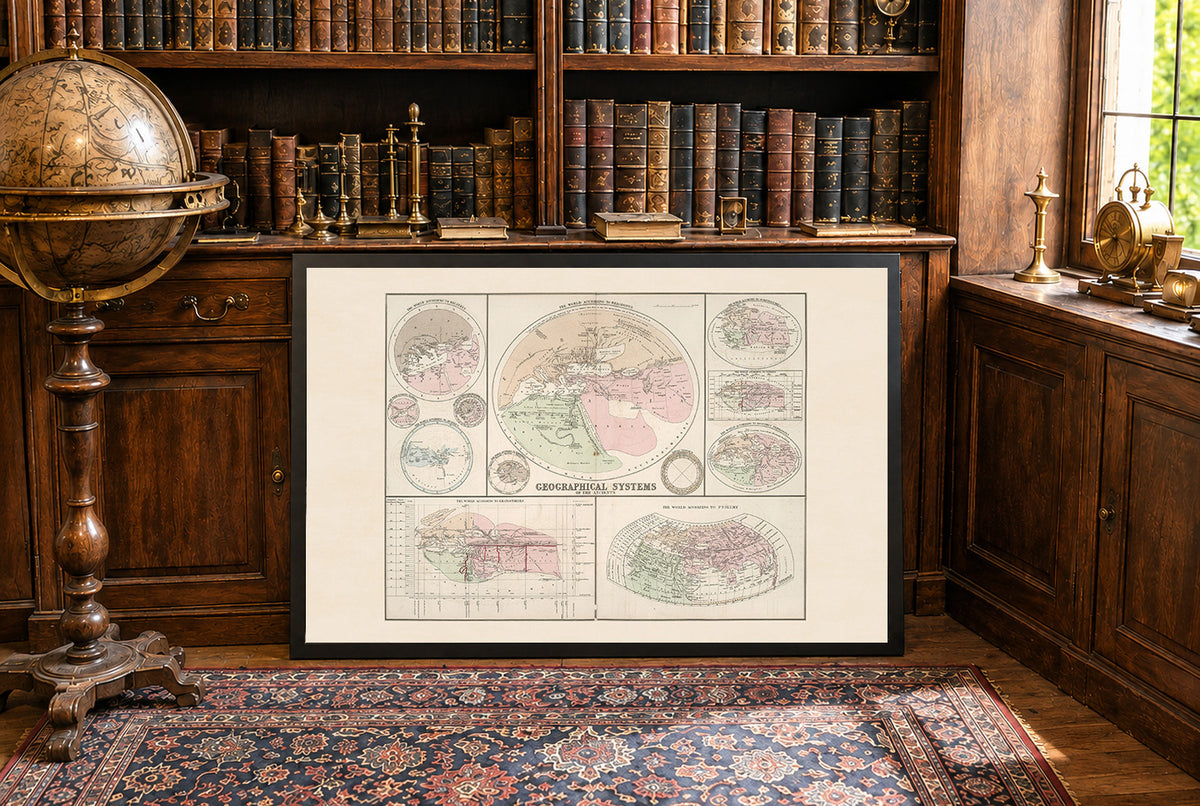 Systemy Geograficzne Starożytnych 1874 - Historyczna Mapa - Plakat