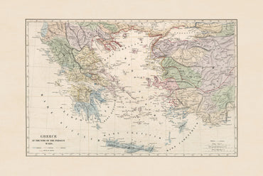 Greece During the Persian Wars 1872 - Historical Map Poster