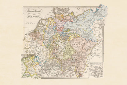 Plakat z Historyczną Mapą Niemiec (1792) - Vintage Mapa Państw Niemieckich i Epoki Napoleońskiej