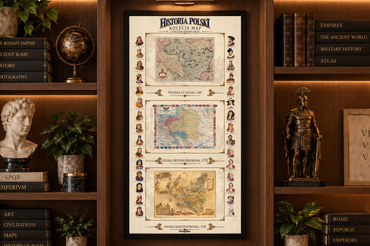 Historia Polski - Kolekcja 3 Historycznych Map i Poczet Królów Polski - Plakat