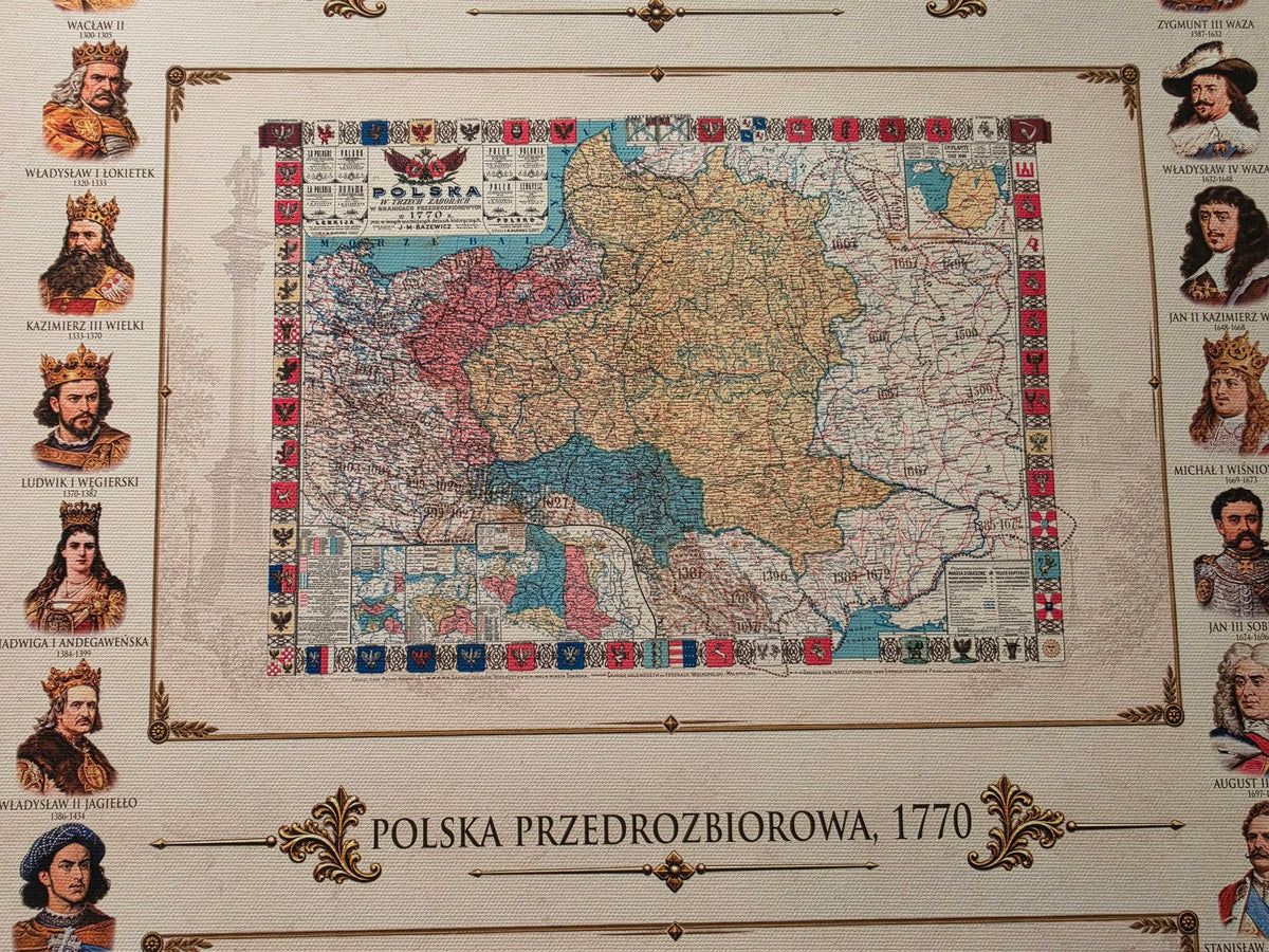 Historia Polski - Kolekcja 3 Historycznych Map i Poczet Królów Polski - Plakat