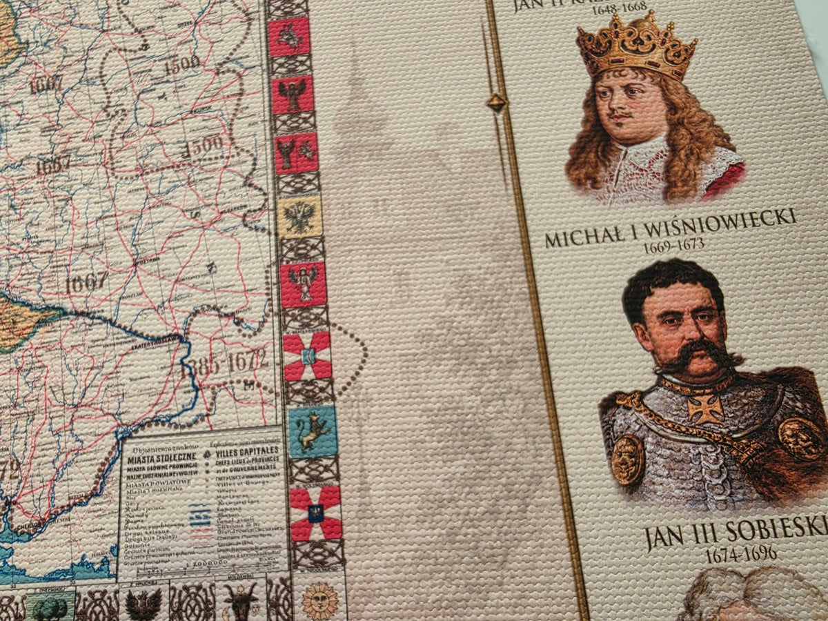 Historia Polski - Kolekcja 3 Historycznych Map i Poczet Królów Polski - Plakat