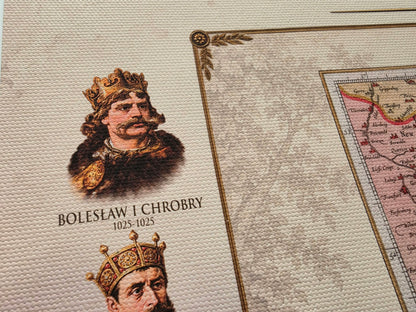 Historia Polski - Kolekcja 3 Historycznych Map i Poczet Królów Polski - Plakat
