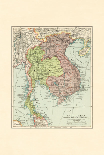 Indo-China Poster (1926) – Vintage Siam & French Indochina Colonial Map