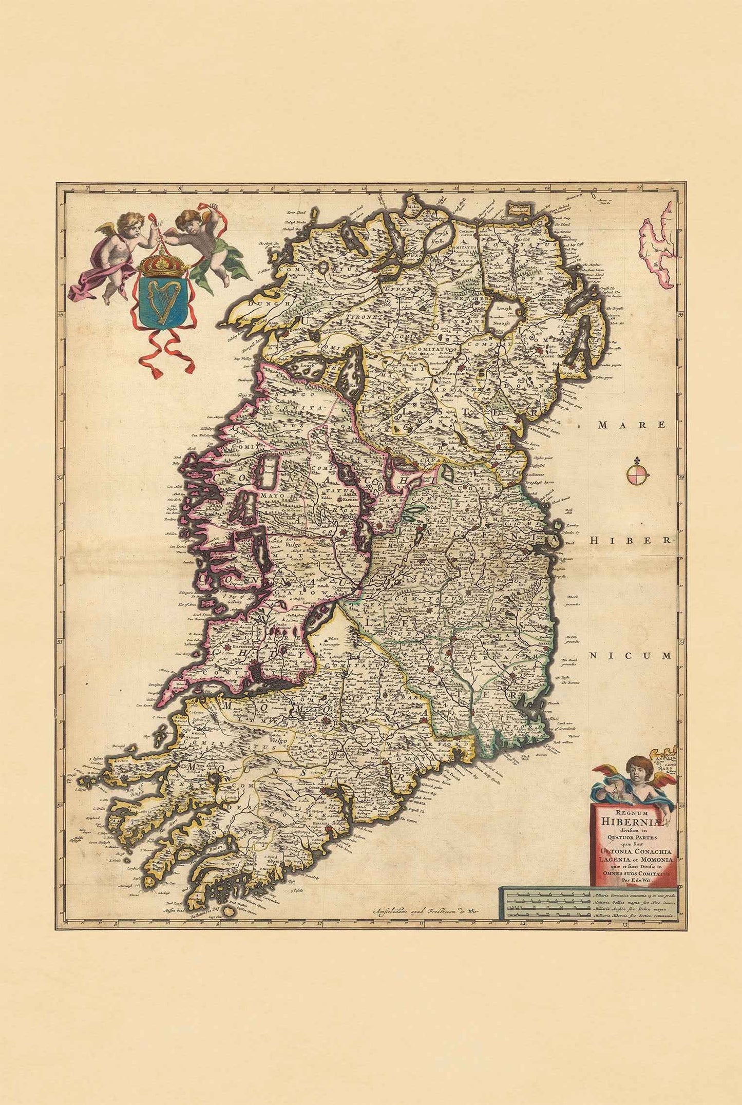 Ireland Map Poster (1690) - Vintage Kingdom of Ireland Wall Art