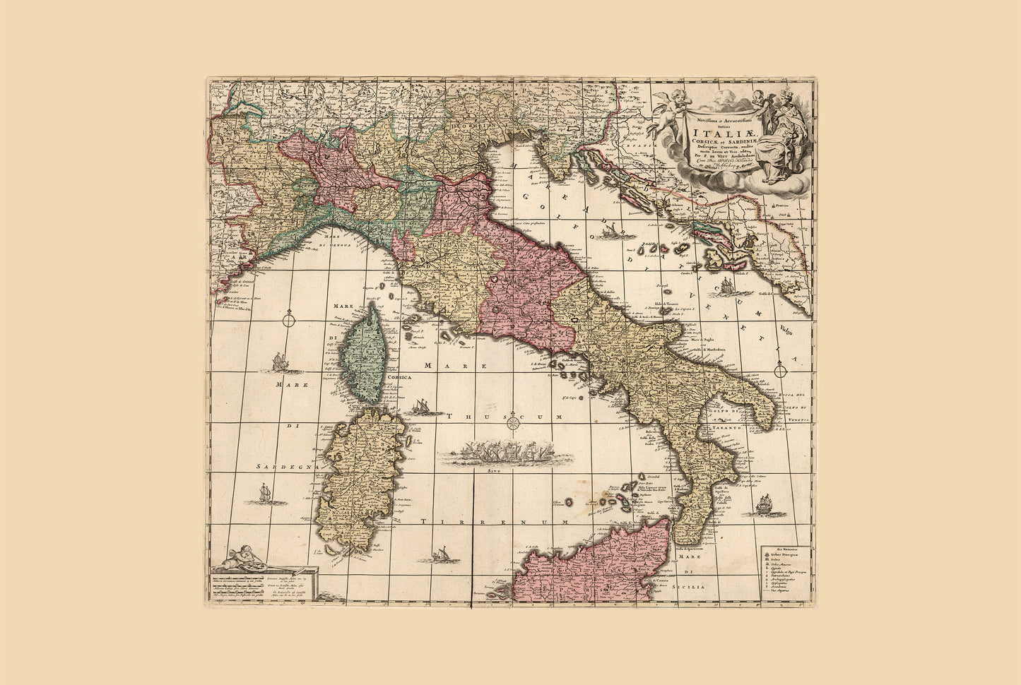 Península Italiana 1740 - Mapa de los estados italianos pre-unificación