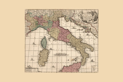 Península Italiana 1740 - Mapa de los estados italianos pre-unificación