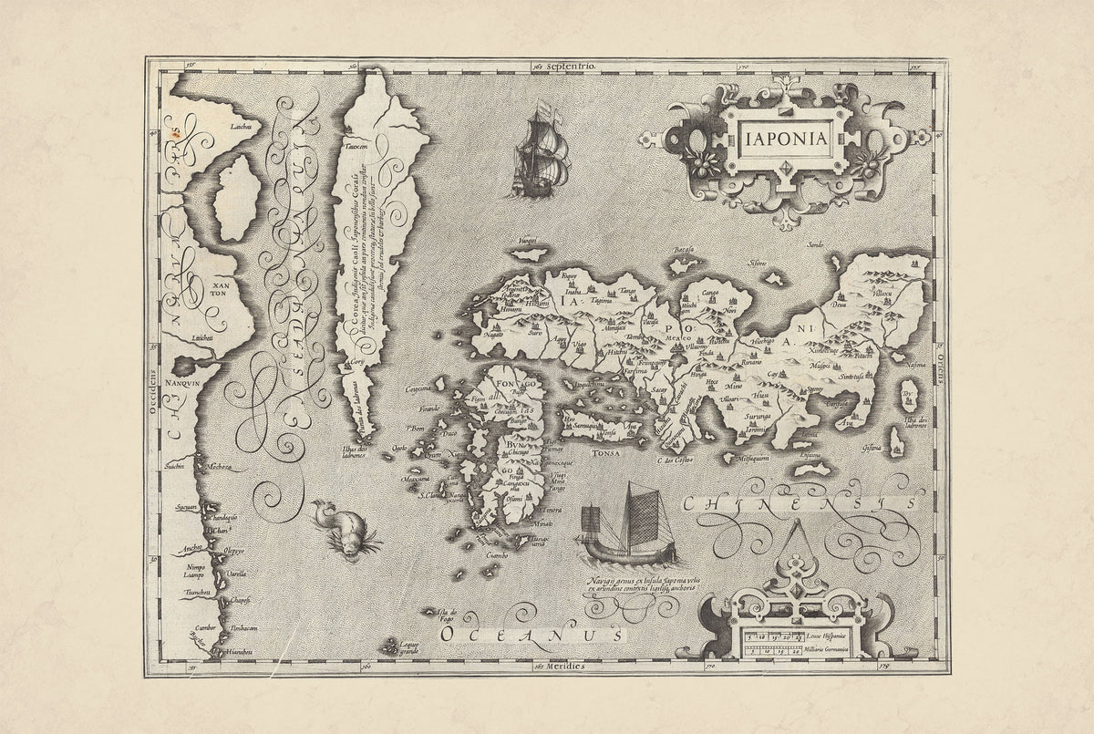 Japonia i Korea 1607 - Iaponia - Mercator i Hondius - Historyczny Plakat z Mapą