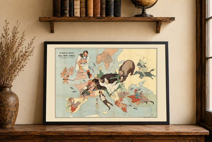 Kill That Eagle 1917 - WWI Propaganda Cartoon Map