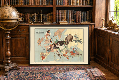 Kill That Eagle 1917 - WWI Propaganda Cartoon Map