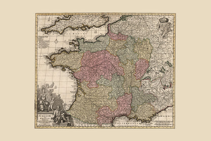 Königreich Frankreich 1740 – Historische Karte des 18. Jahrhunderts
