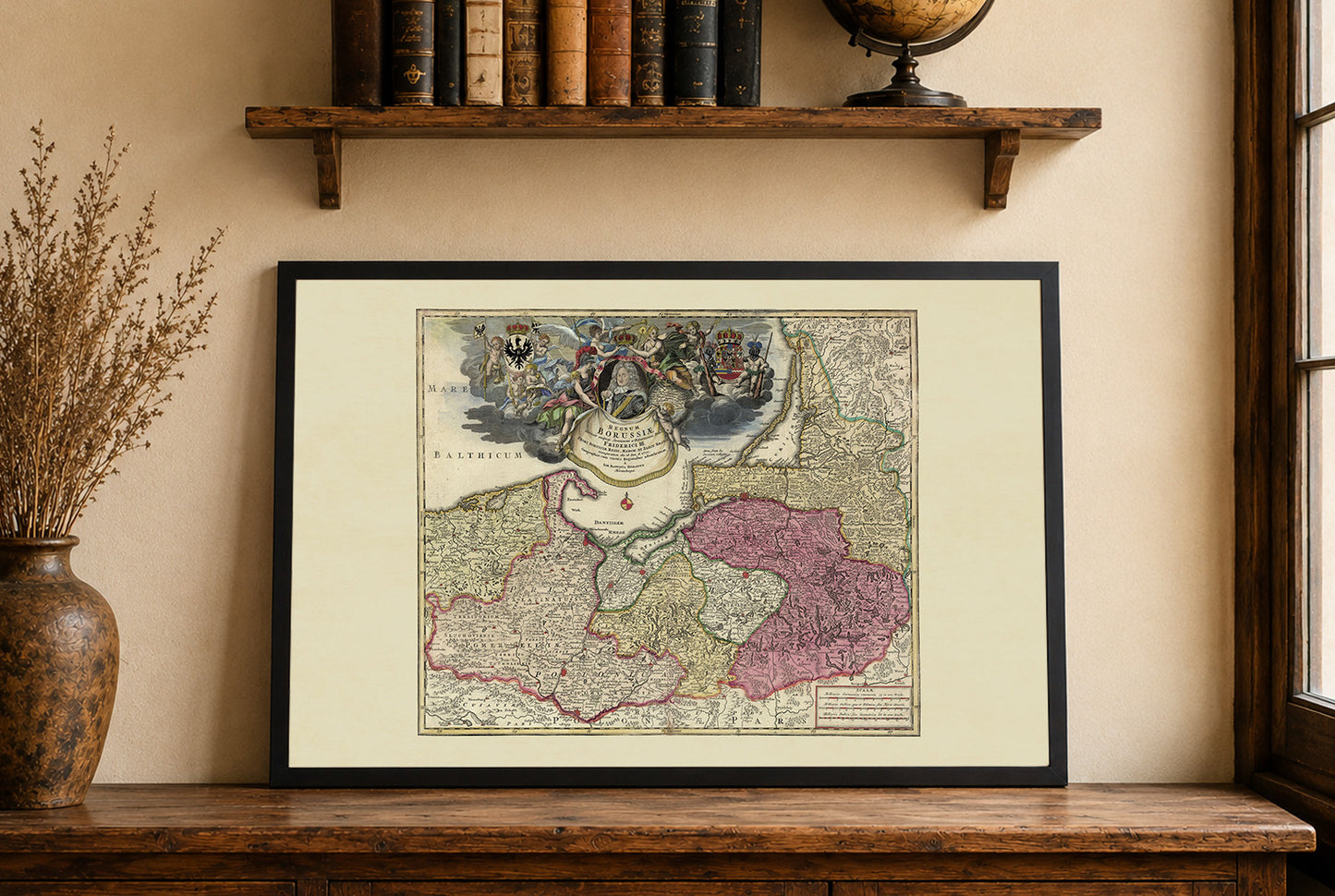 Plakat z Mapą Królestwa Prus (1701) - Historyczna Mapa Johanna Baptista Homanna