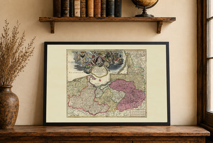 Plakat z Mapą Królestwa Prus (1701) - Historyczna Mapa Johanna Baptista Homanna