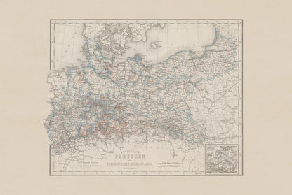 Plakat z Mapą Królestwa Prus (1871) - Zabytkowa Mapa Państw Północnoniemieckich