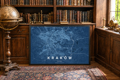 Mapa Krakowa - Nowoczesna sztuka ścienna z ulicami miasta