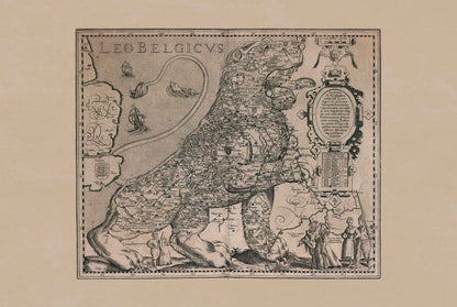 Leo Belgicus Map Poster (1617) - Netherlands & Belgium Wall Art