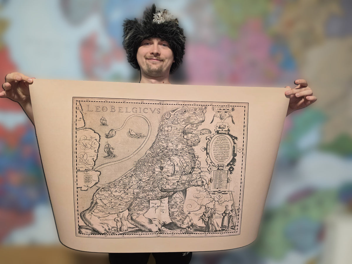 Leo Belgicus Karte Poster (1617) - Niederlande & Belgien Wandkunst