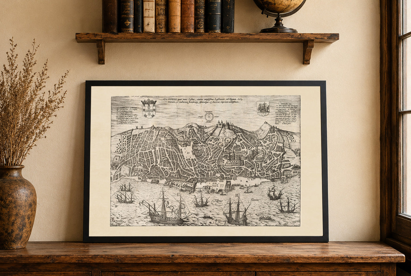 Plakat z Mapą Miasta Lizbony (1600) - Zabytkowa Rycina Olissipo do Dekoracji Ściennej