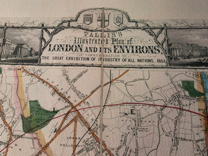 Londres 1851 - Mapa ilustrado con principales monumentos