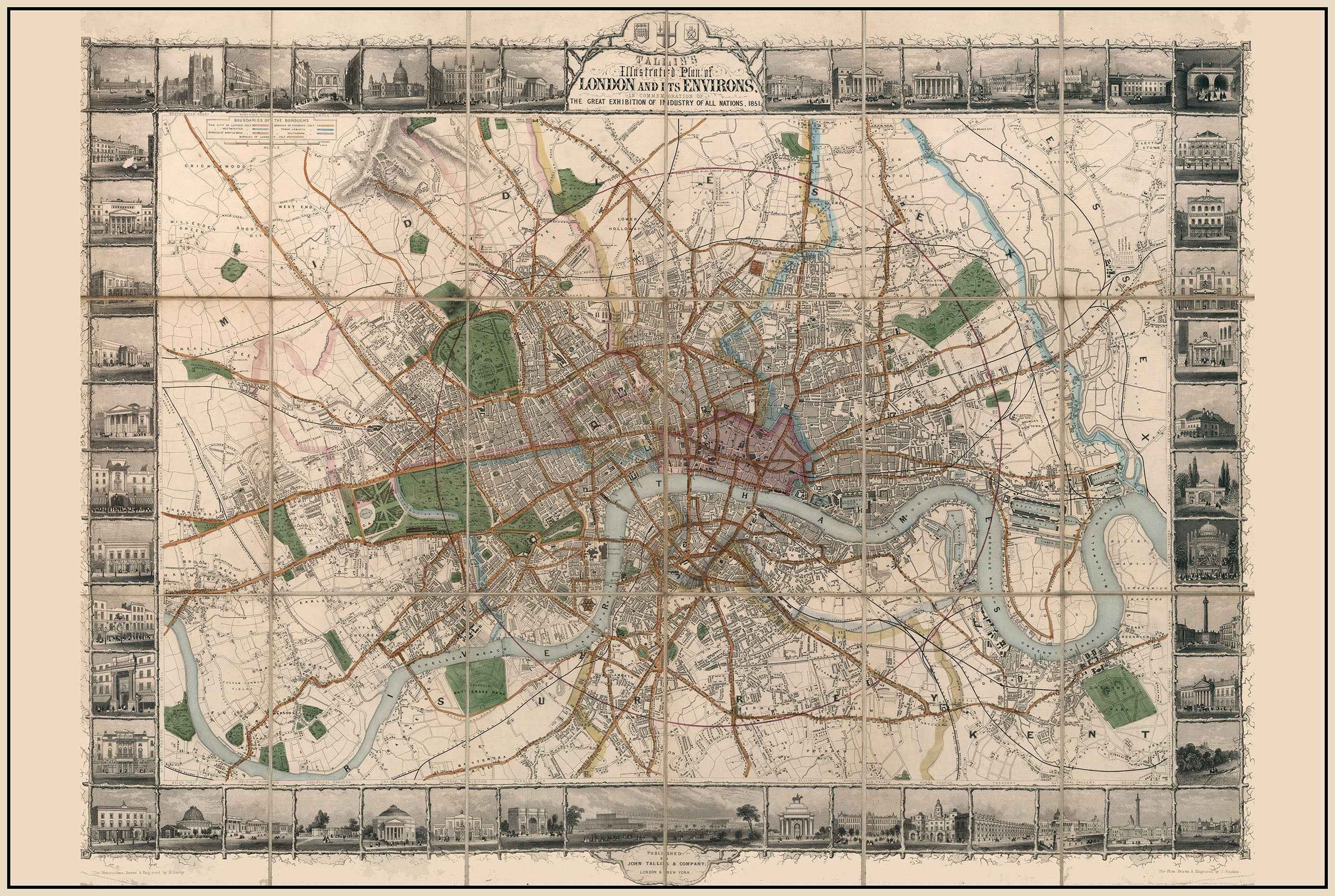London 1851 - Illustrated Map with Major Landmarks - Strategy Maps