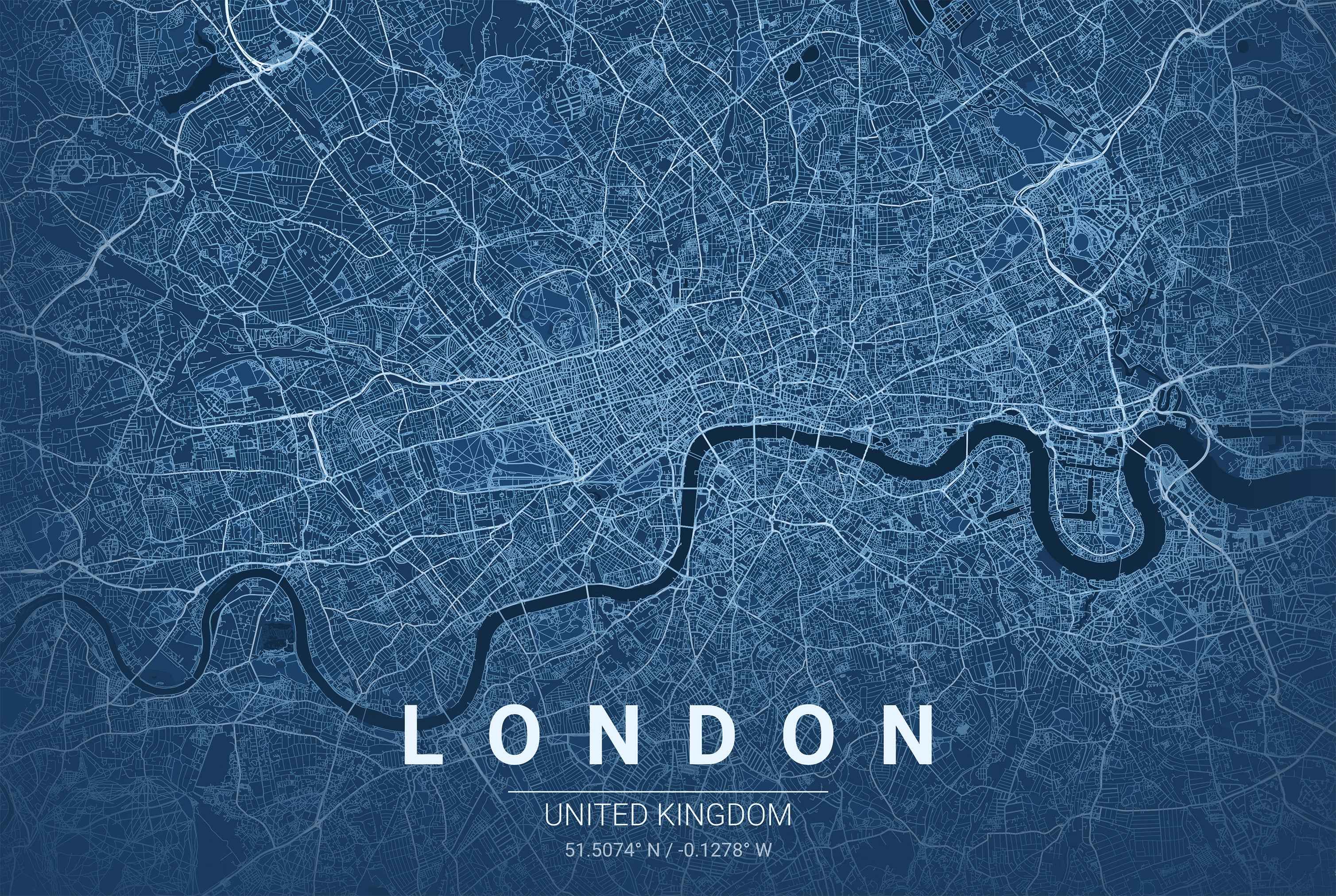 London Blueprint Map - Modern City Street Wall Art - Strategy Maps