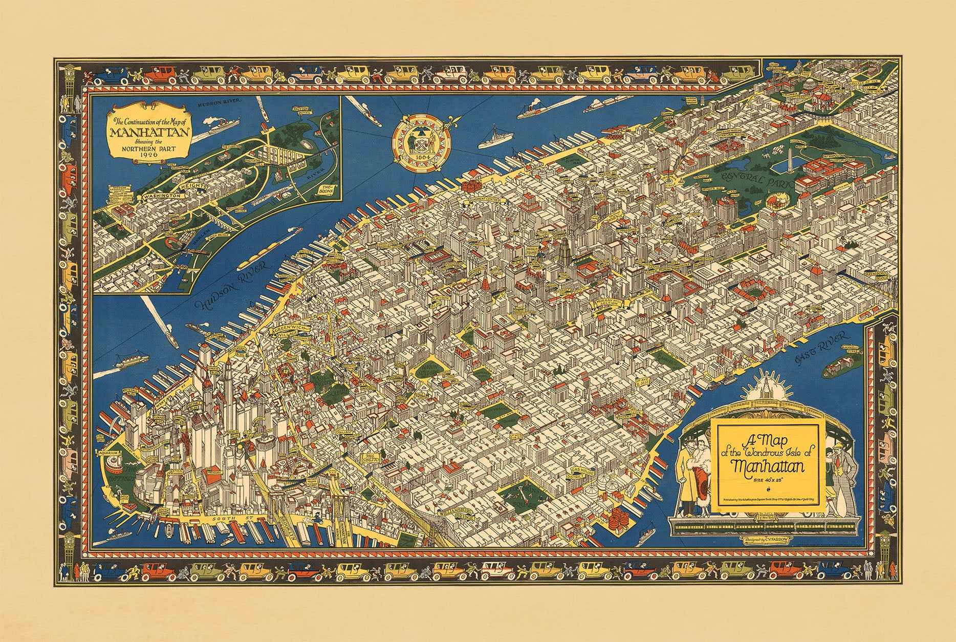 Manhattan Pictorial Map Poster (1926) – Vintage New York City Wall Art