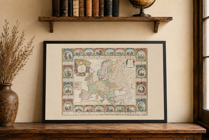 Mapa Europy 1776 - 24 Sceny Historyczne - Jean Baptiste Louis Clouet - Plakat